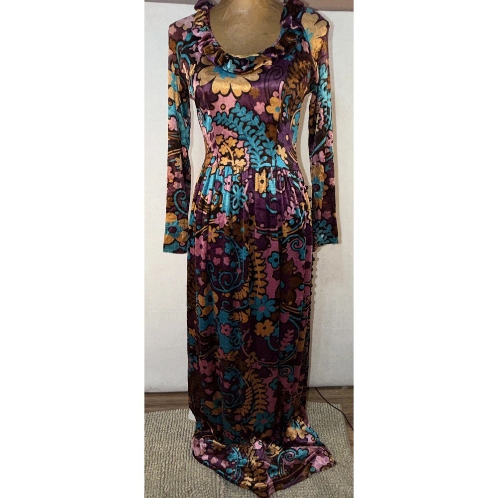 Montgomery Ward Women's Vintage 1970s Velvet Maxi Dress